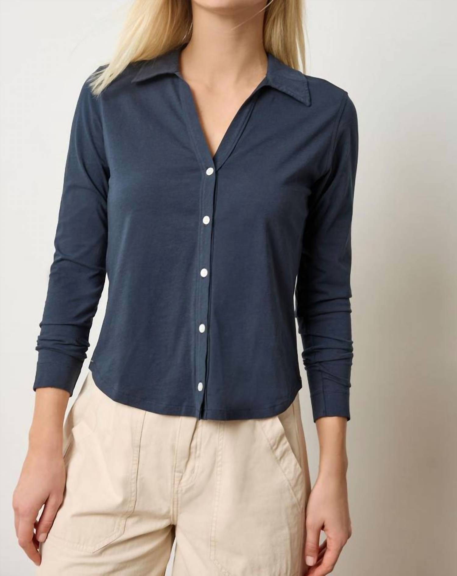 Lilla P - Split Neck Button Down Shirt