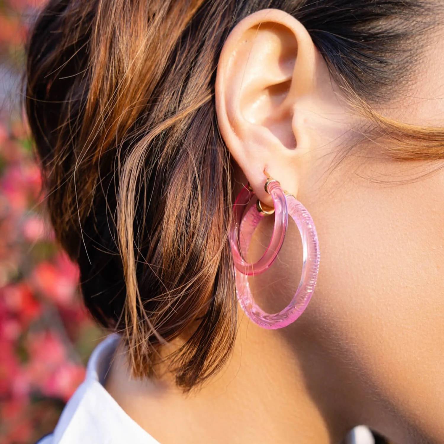 Gold & Honey - Women's Instyle Lucite Hoop Earrings