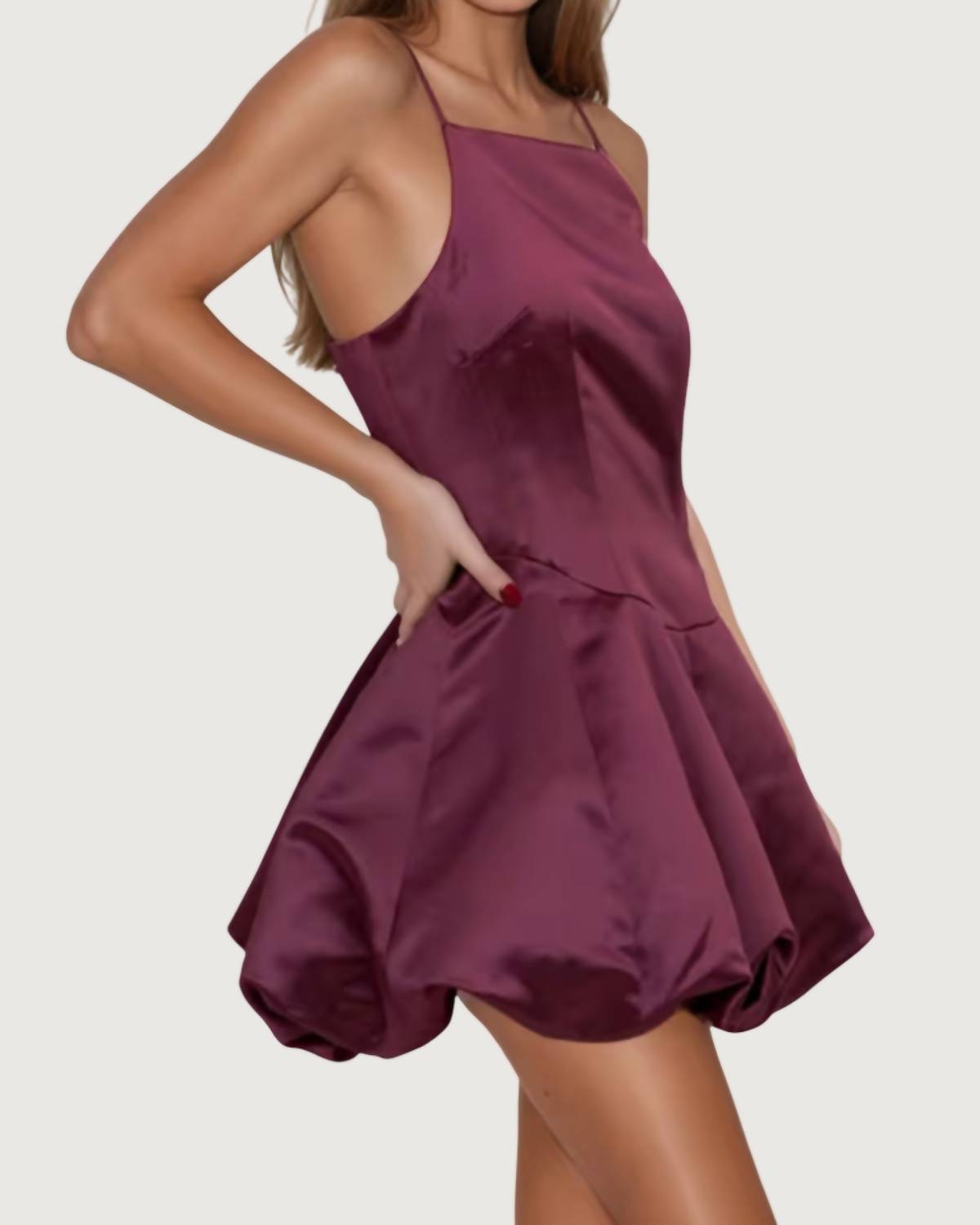 TCEC ALICE BALLOON HEM DRESS in purple - women's dress