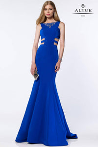 Alyce Paris - Long fit and flare side cut out Gown