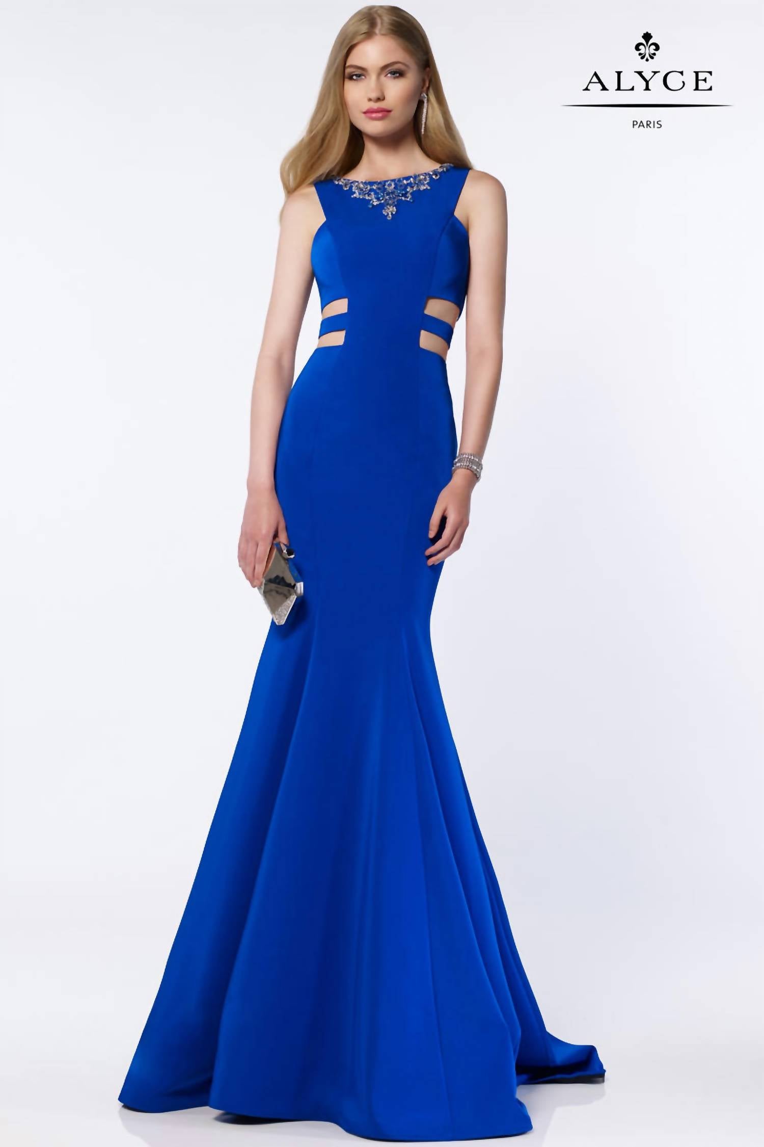Alyce Paris - Long fit and flare side cut out Gown