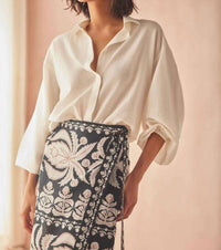 OMIKA Nero Blouse in solid coconut - women's blouse - view 4