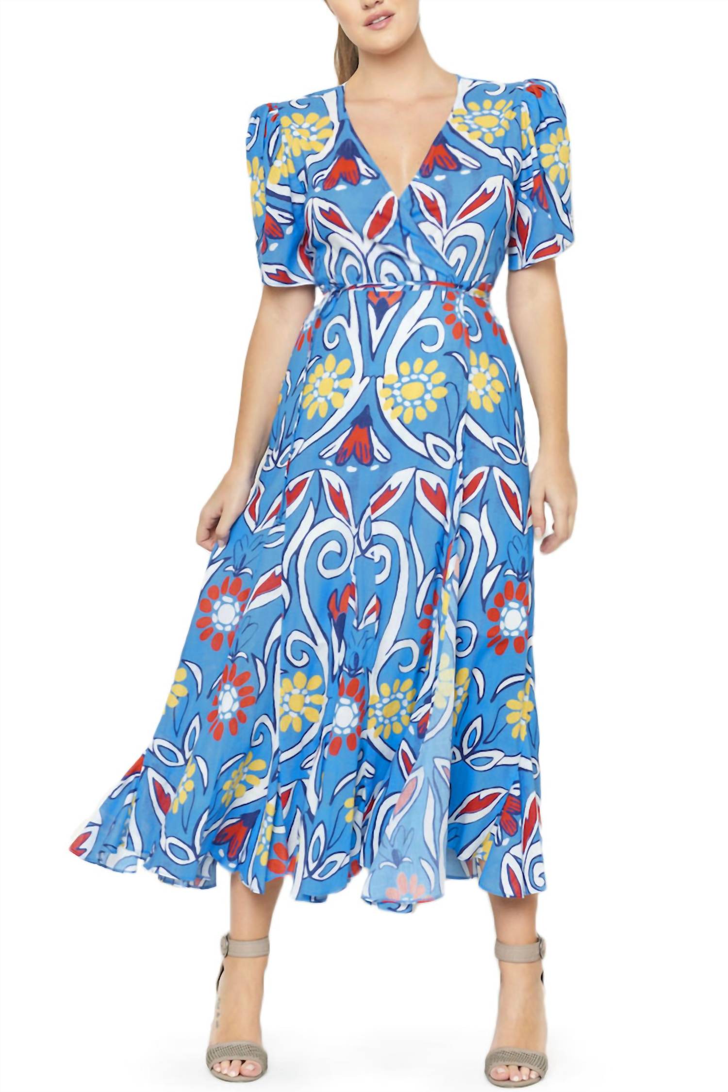 Izula Wrap Dress Roco Celeste