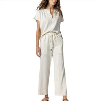 Lilla P Women's Cropped Pull On Pant in ecru - women's pants - alternate view