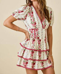 Day + Moon - Floral Print Ruffle Dress