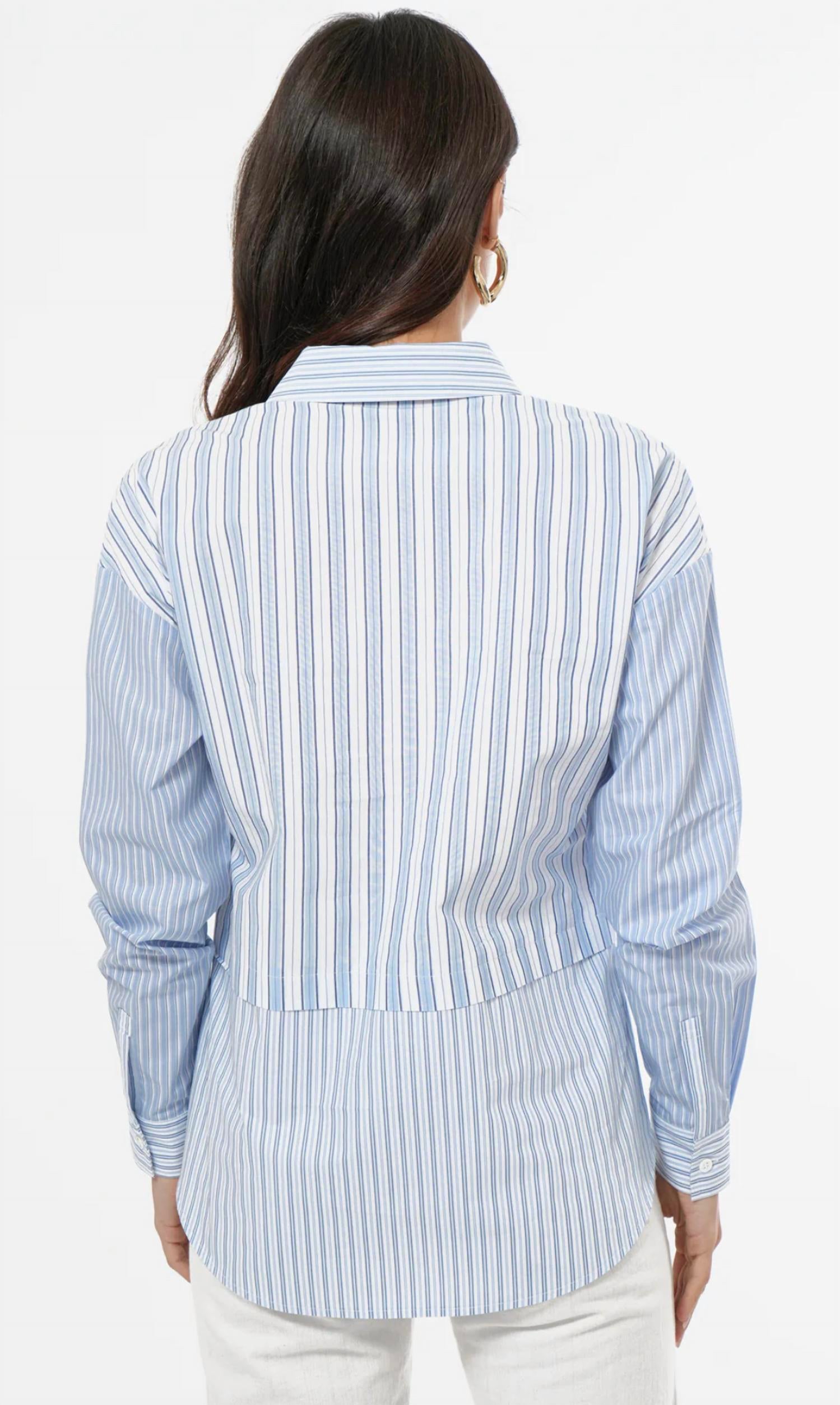 Greylin - Daria Mix Stripe Oversized Shirt