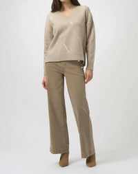 Joseph Ribkoff - Sequined V-neck Pullover Sweater