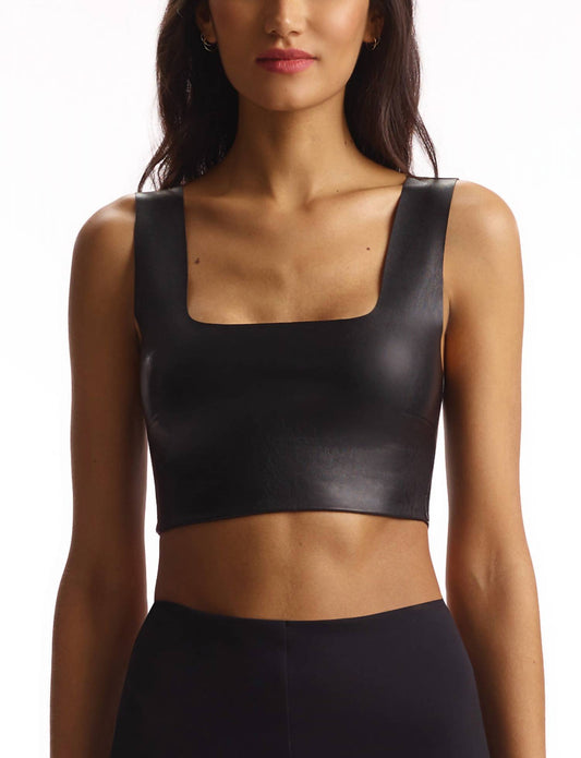 Faux Leather Squareneck Crop