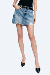 Bayeas - Anna Distressed Mini Denim Skirt