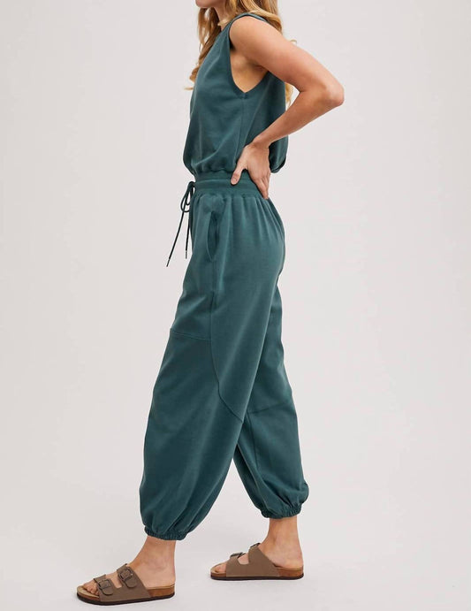 Bluivy - Drawstring Waist Sleeveless Active Jumpsuit