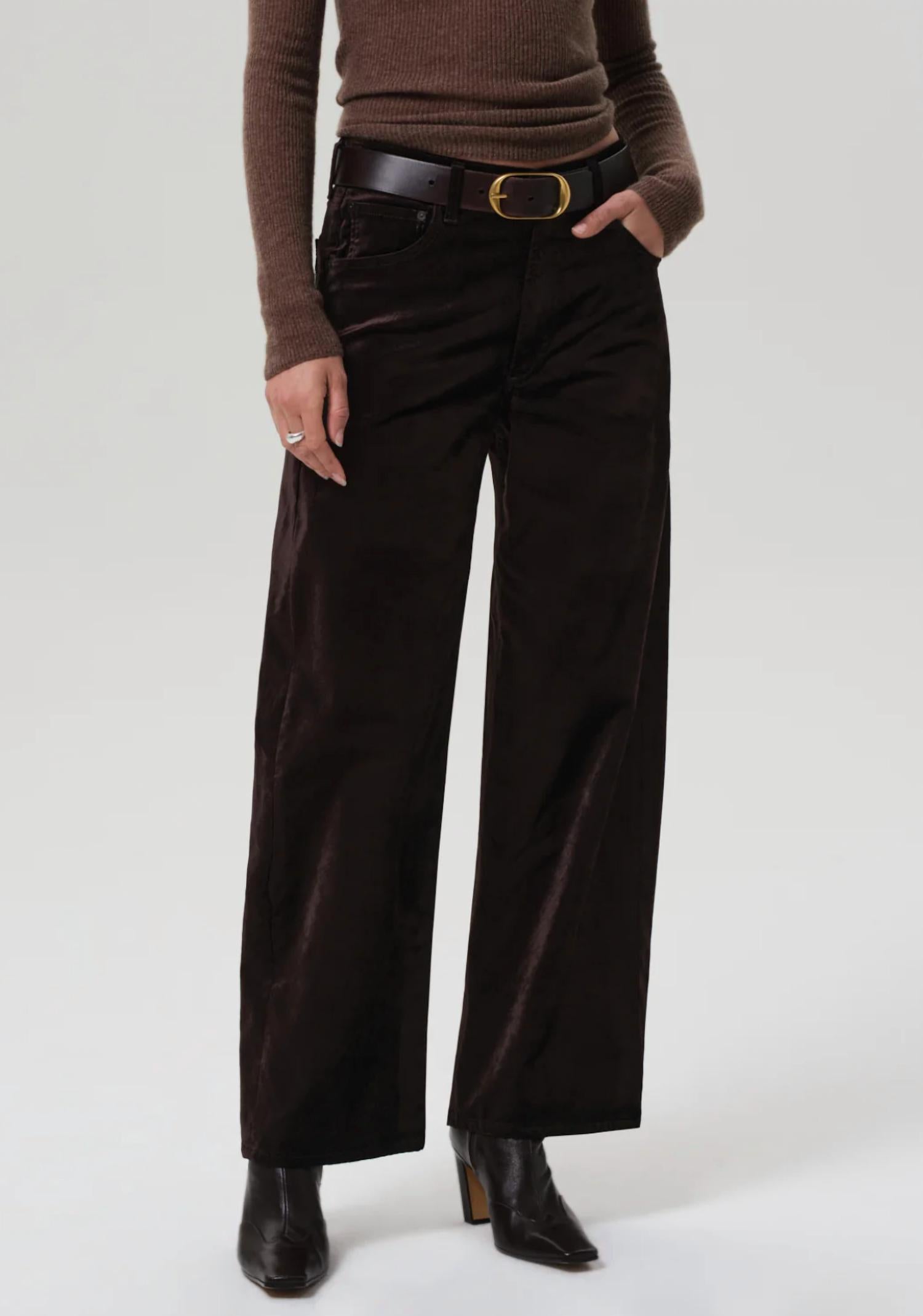 Citizens of Humanity Ayla Baggy Velvet Pants in espresso - women's pants - alternate view