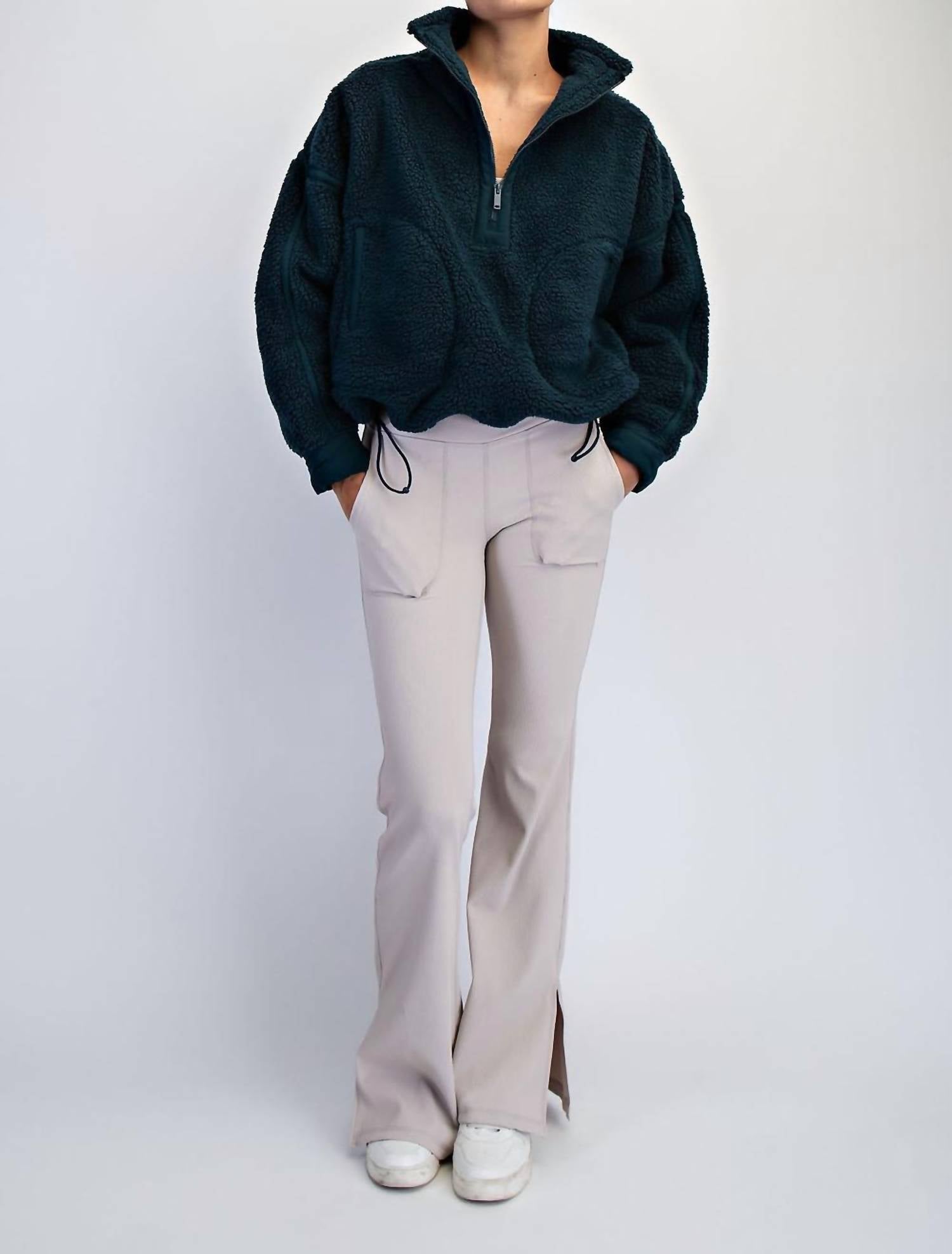 Rae Mode - Sherpa Mock Neck Quarter Zip Jacket