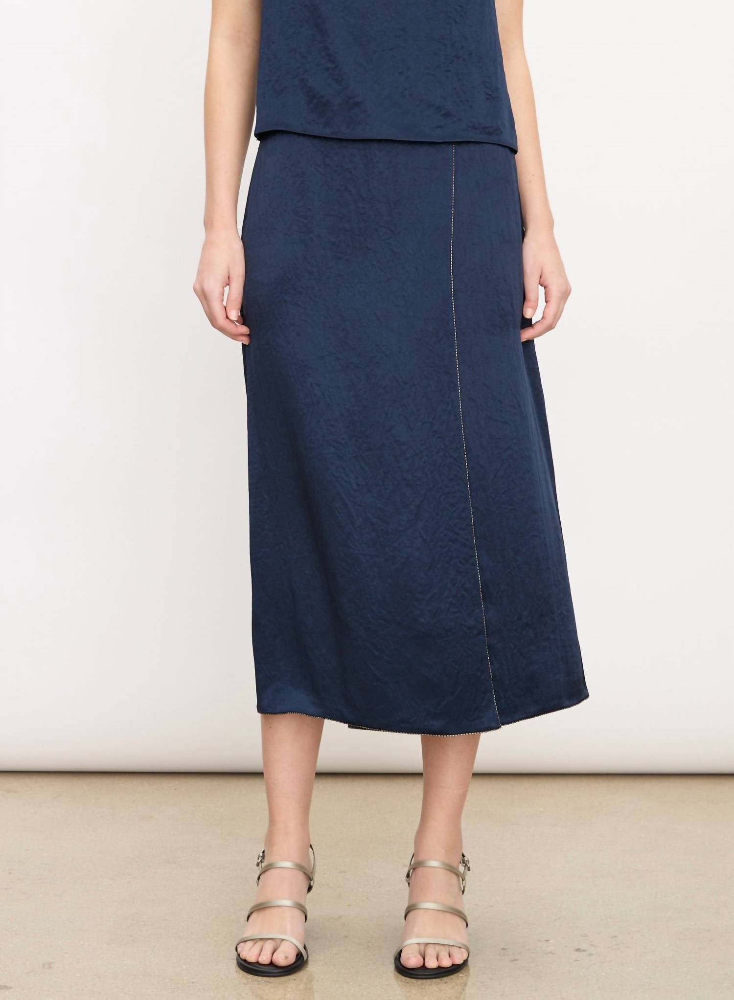 Vince - Beaded Boarder Front Slit Skirt