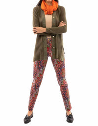 GRETCHEN SCOTT Grosgrain Heaven Cardigan in olive - women's cardigan - detail view