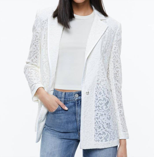 Alice + Olivia - Judith Sheer Lace Notch Collar Blazer