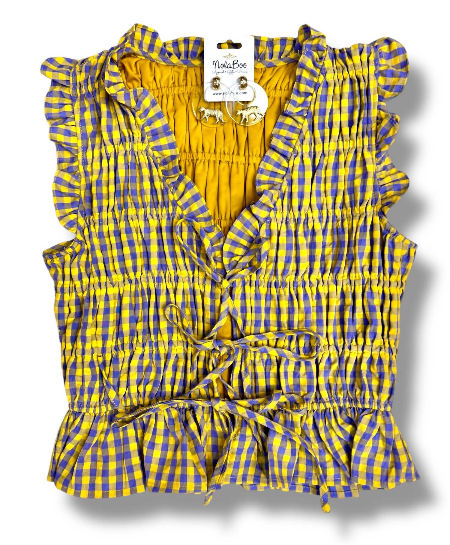 Tcec - Women's Plaid Smocked Top