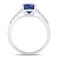 Diana M Jewels Women's Cushion Natural Sapphire Fashion Ring (2.67 Ct) - Signature in 18k white gold - women's jewelry - detail view