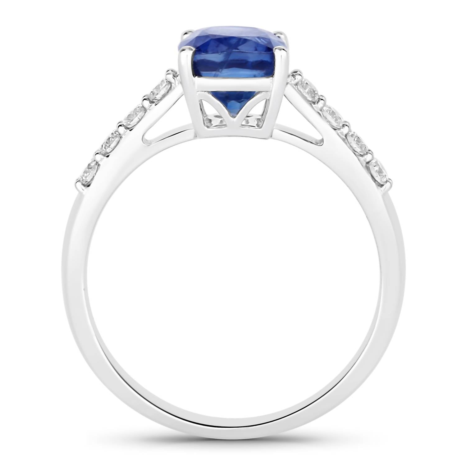 Diana M Jewels Women's Cushion Natural Sapphire Fashion Ring (2.67 Ct) - Signature in 18k white gold - women's jewelry - detail view