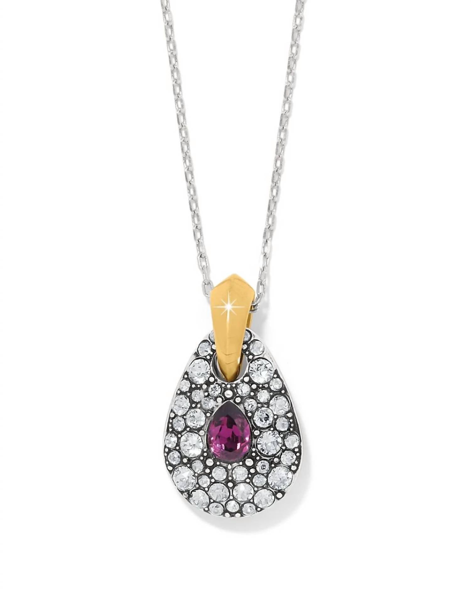 Brighton Women's Mystery Of Love Necklace in silver amethyst - women's jewelry - detail view