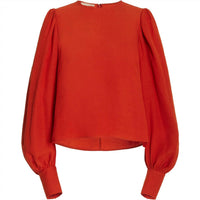 Ulla Johnson Women's Lilliana Blouse in red oxide - women's blouse - detail view
