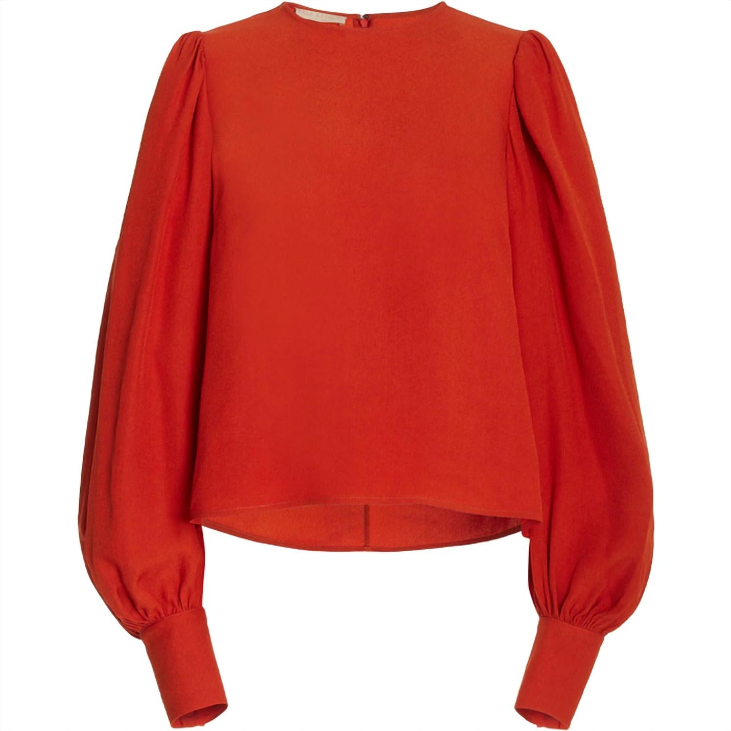 Ulla Johnson Women's Lilliana Blouse in red oxide - women's blouse - detail view