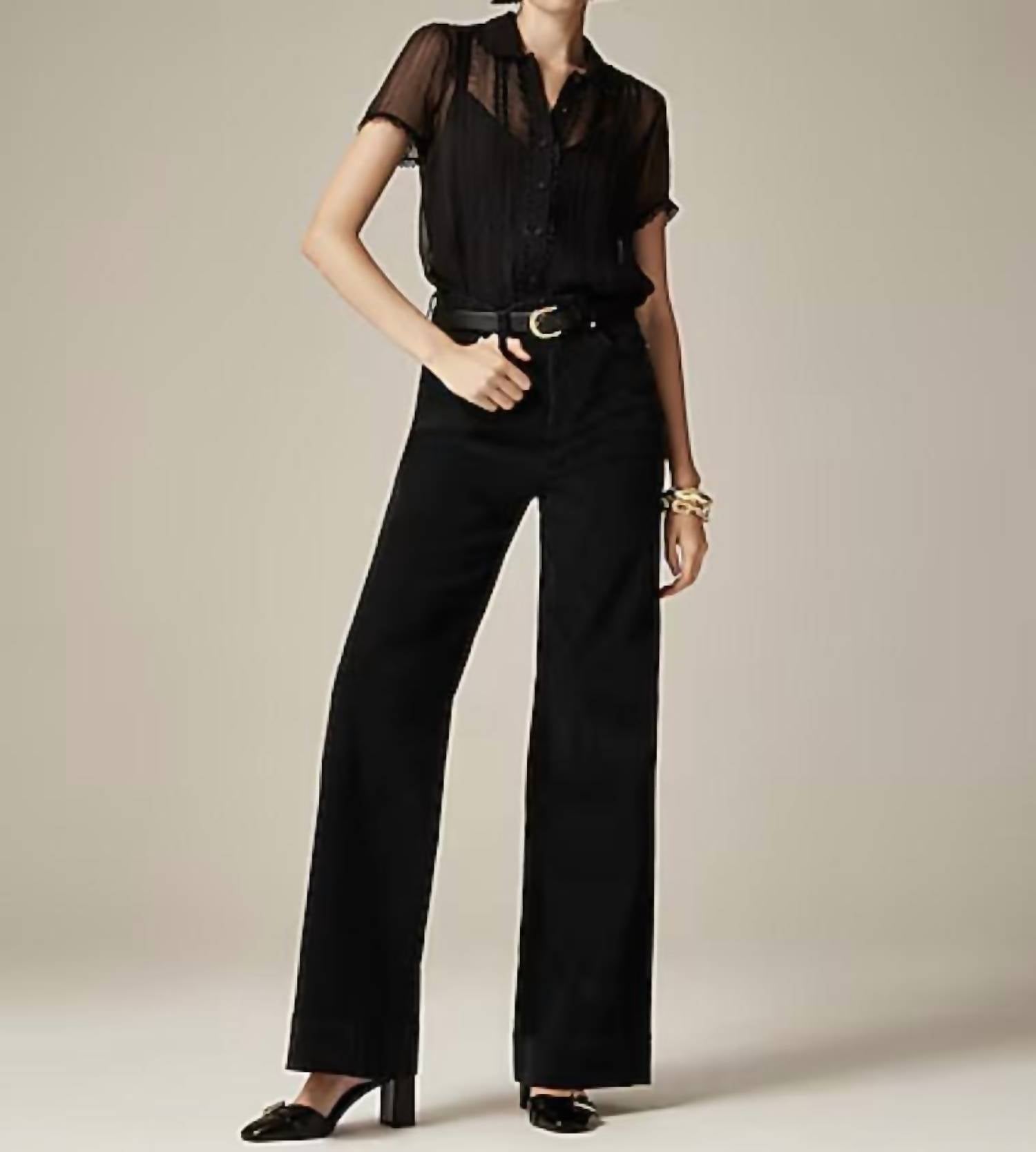 J.Crew - Women's Corduroy Wide Leg High Rise 5 Pocket Stretch Trouser