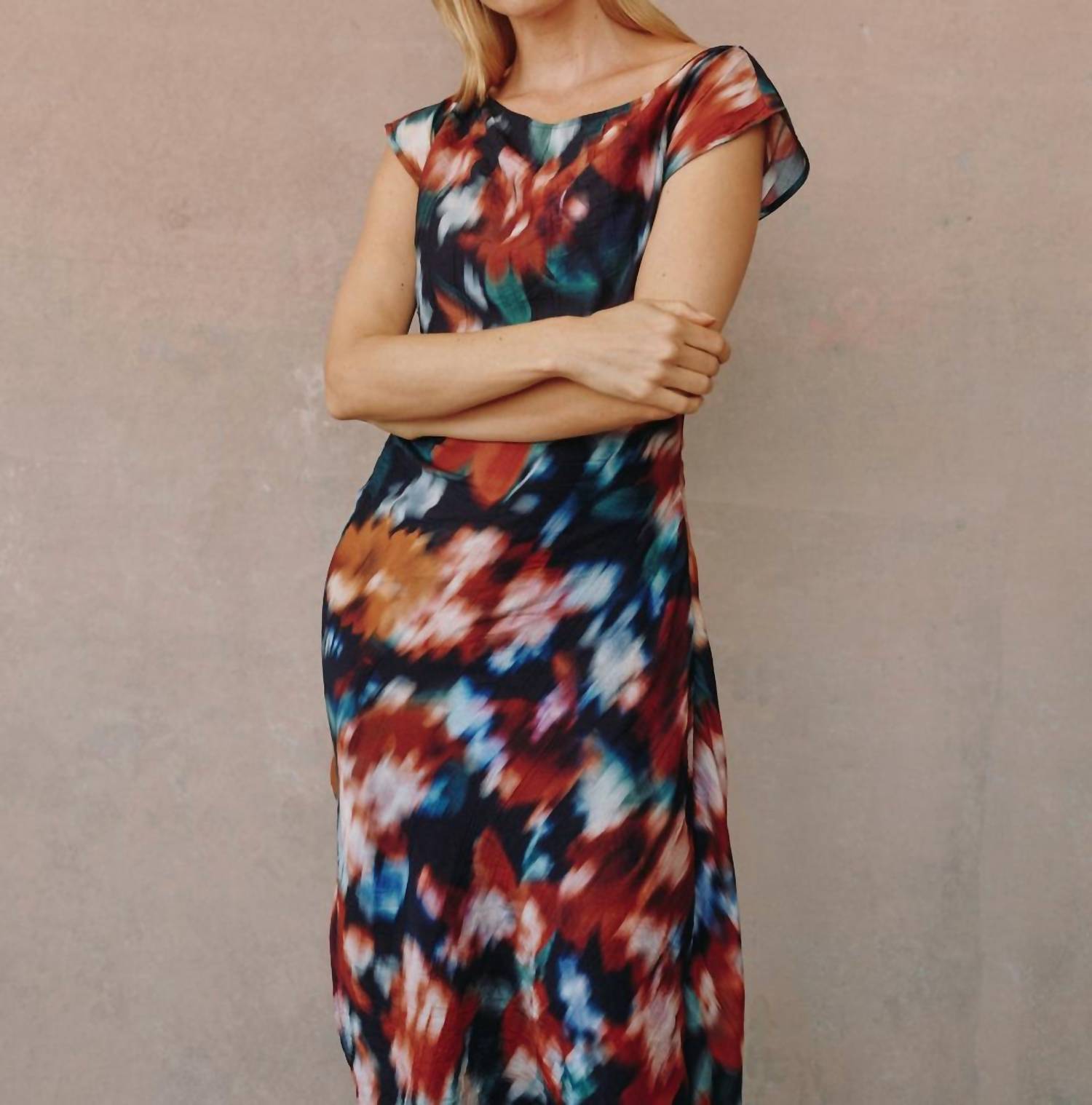Bella Dahl - Boat Neck Cap Sleeve Midi Dress