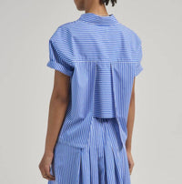 Arlo Mott Clark Split Back Top in blue stripe - women's blouse - view 4