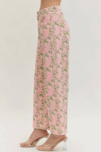 Entro - Floral Print Wide Leg Jeans