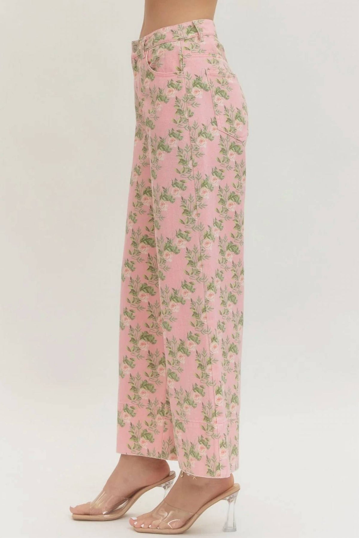 Entro - Floral Print Wide Leg Jeans