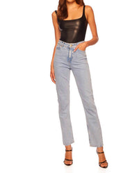 Susana Monaco Faux Leather Low Back Tank Bodysuit in black 1 - women's shirt - view 4