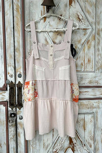 POL Raw Edge Rib Knit Overall Dress in almond - women's dress - detail view