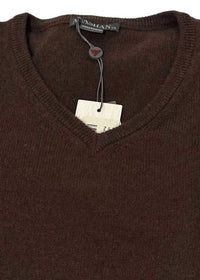 Alashan Cashmere Men's Cashmere V-neck Pullover Sweater in mocha - men's sweater - detail view