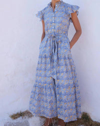 Oliphant - Ruffle Collar Button Maxi Dress