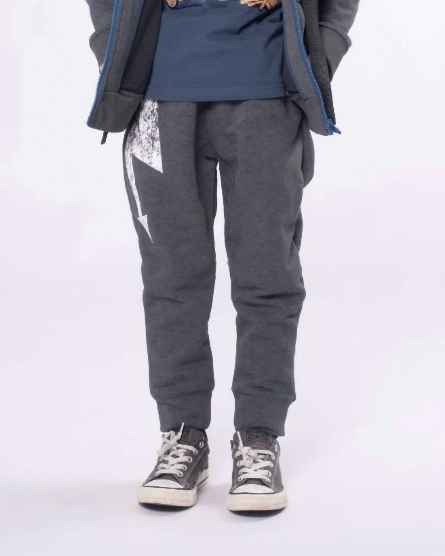 Appaman Sidewalk Lightning Bolt Sweatpants in washed grey - kids' joggers