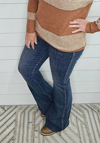 Judy Blue Tummy Control Shield Pocket Flares Jean in dark wash - women's jeans - view 4