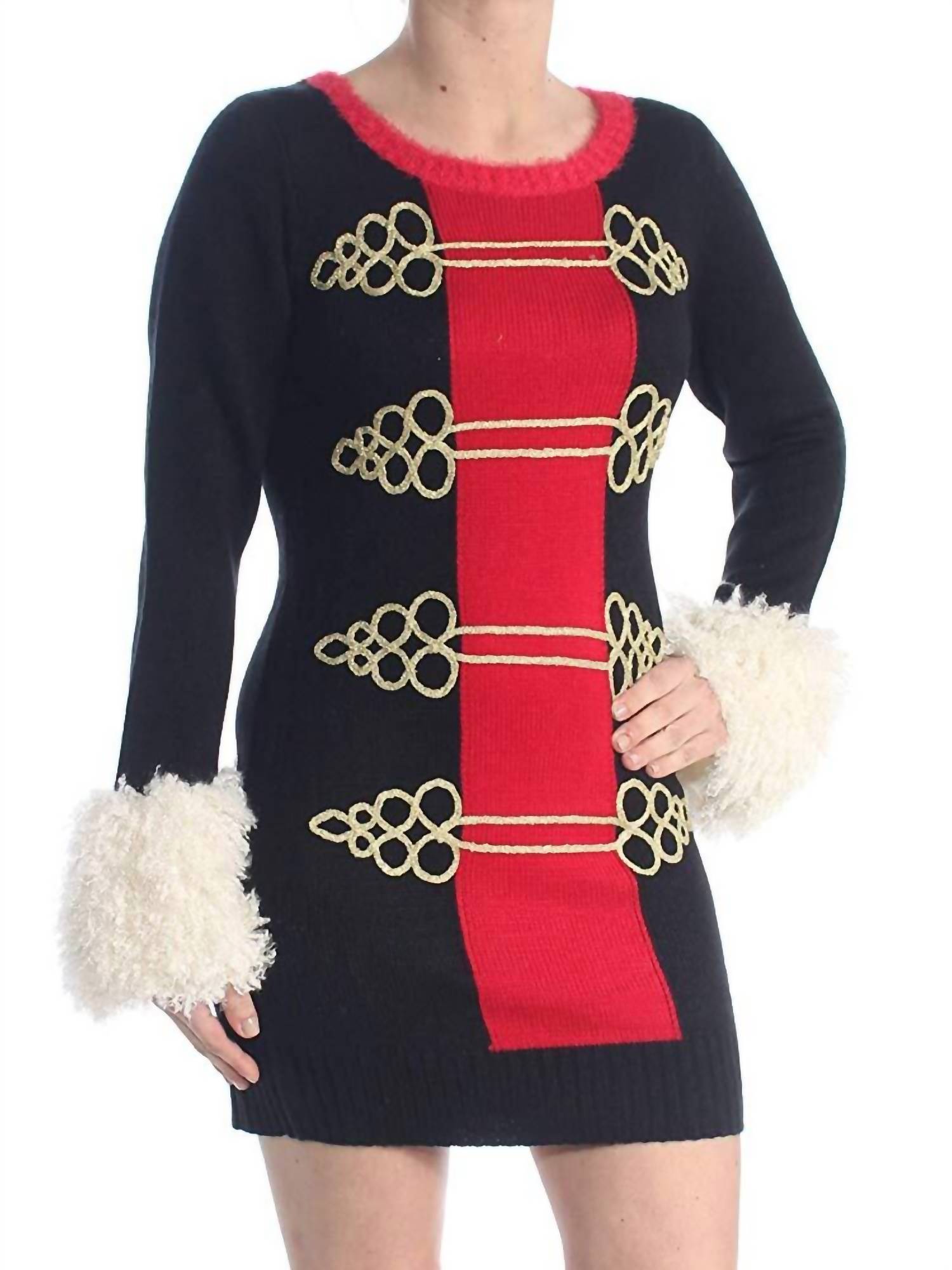 Hooked Up By Iot - Activewear Embroidered Faux Fur Dress