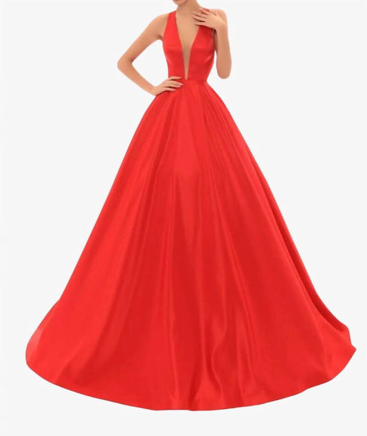 Tarik Ediz - Criss Cross Back Plunging Neck Dress