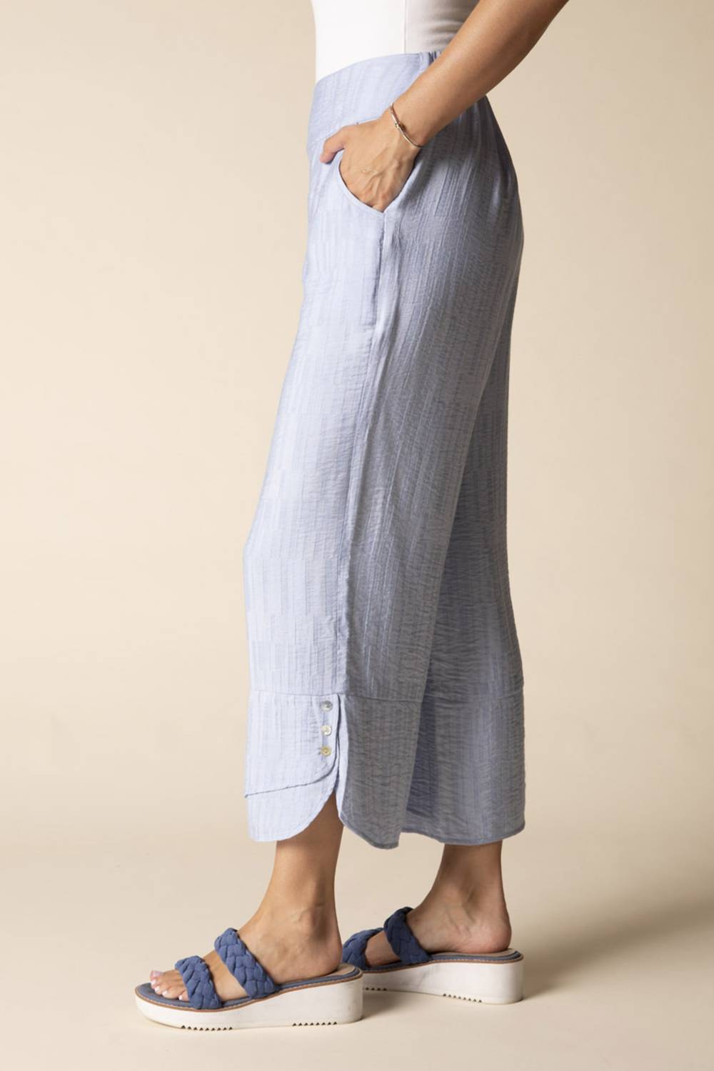Habitat - Widel leg cropped pant with button detail