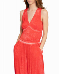 Nicole Miller - Garment Dyed V-Neck Top