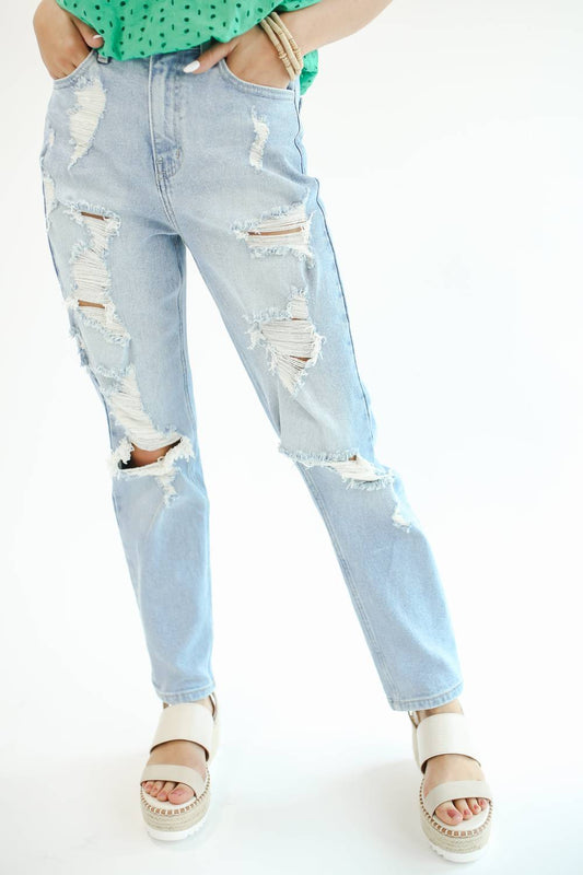 Cello - The Amelia Distressed Mom Jean