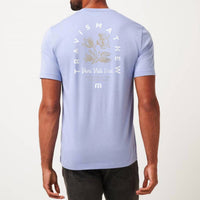 TravisMathew Night Diver Short Sleeve Tee in heather violet storm - men's t-shirt - detail view