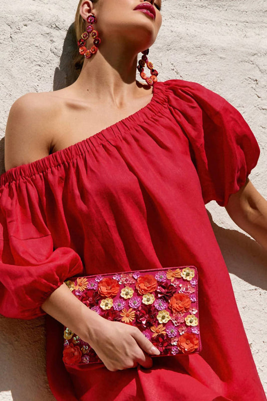 Treasure Jewels - Women's Floral Beaded Clutch Bag