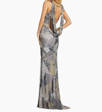 MAC DUGGAL Sleeveless Gown in platinum - women's dress - detail view