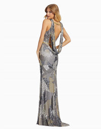 MAC DUGGAL Sleeveless Gown in platinum - women's dress - alternate view