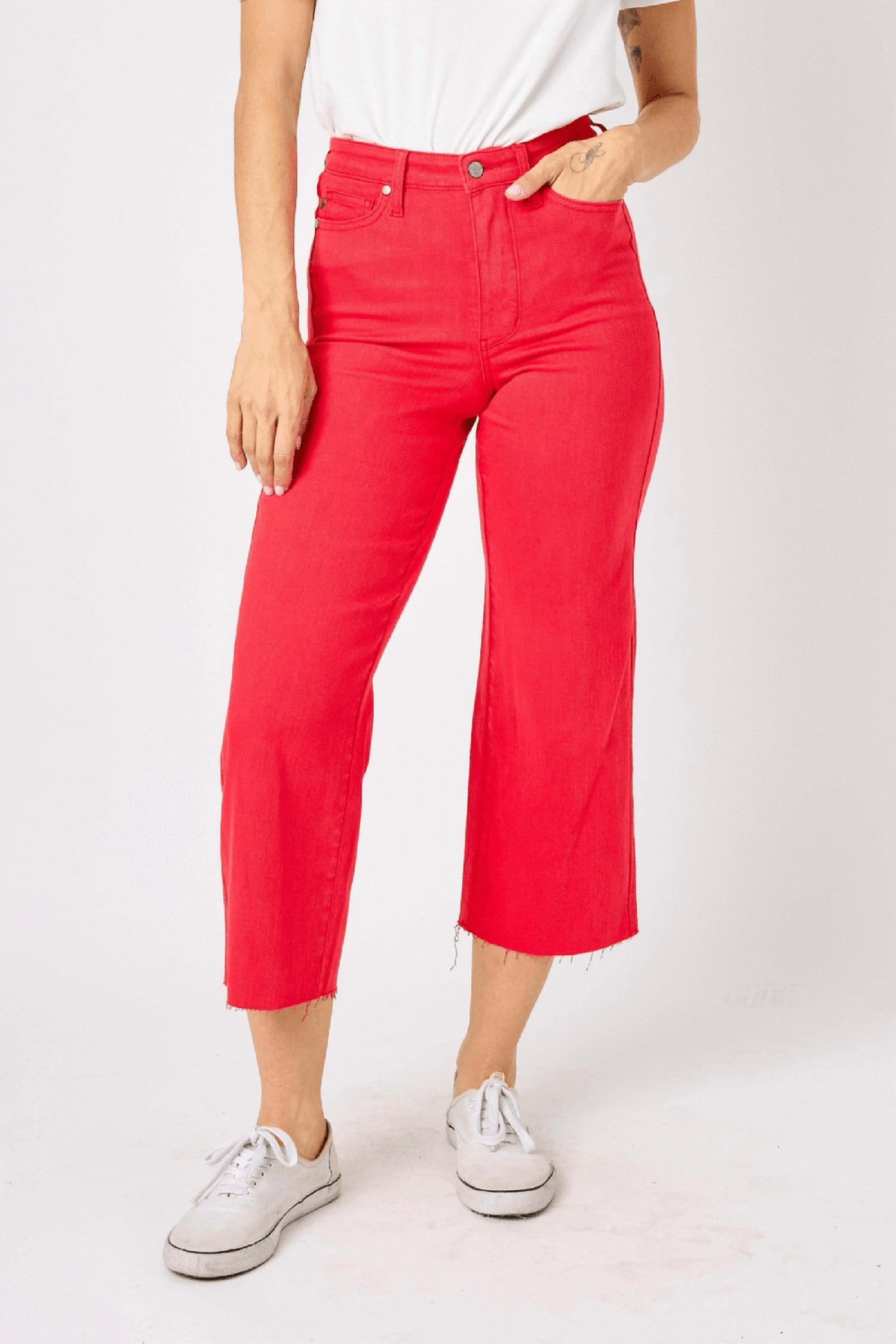 Judy Blue - Tummy Control Wide Leg Crop Jeans
