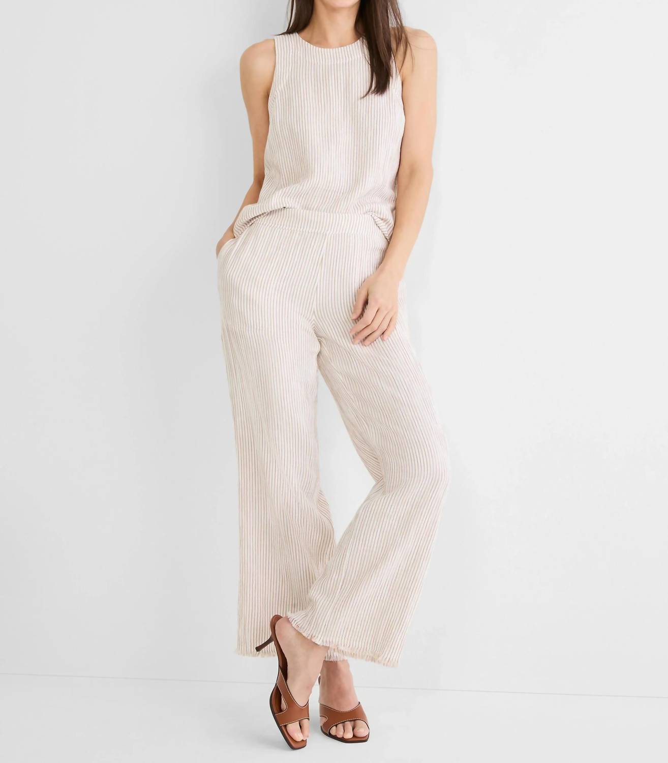 Nic + Zoe - Pin Stripe Gauze Pop On Tank Top
