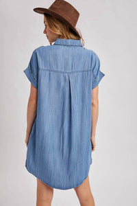 Bluivy - Denim Button Down Shirt Dress