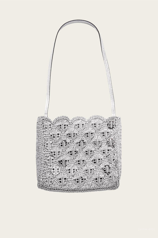 Rabanne - Women's Chainmail-embellished Raffia Shoulder Bag