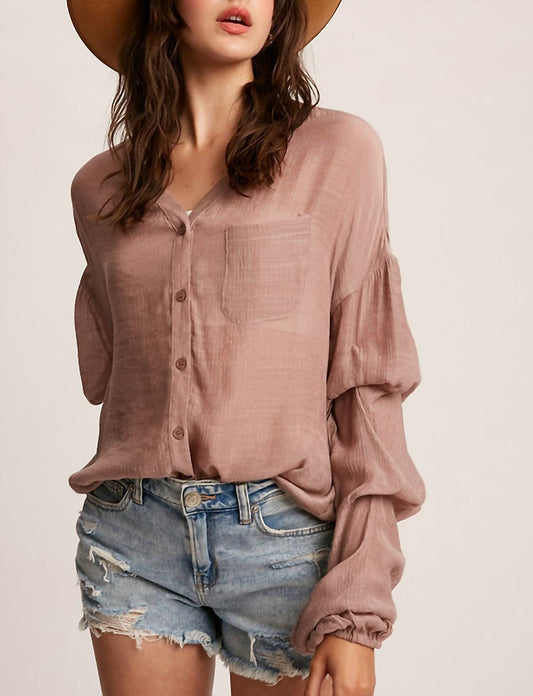 PUFF SLEEVE BUTTON DOWN TOP